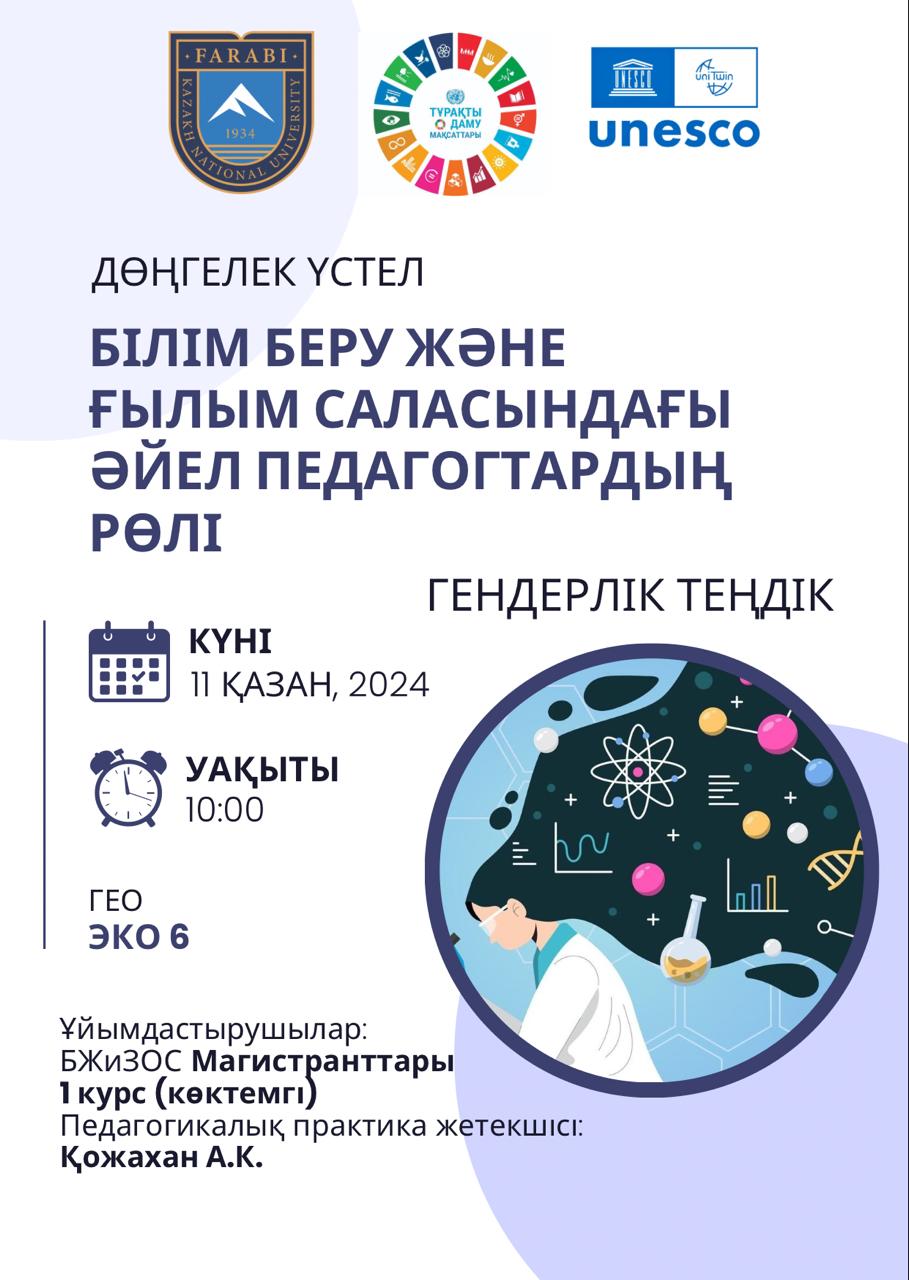 «Білім беру және ғылым саласындағы әйел педагогтардың рөлі»  халықаралық дөңгелек үстелі